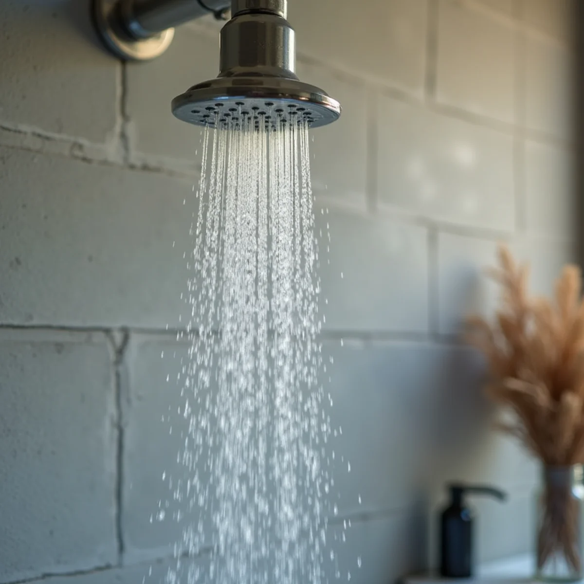 Weak shower stream showing low water pressure caused by aging pipes