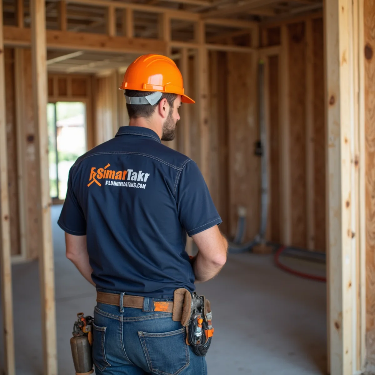 Plumbing rough-in for a new construction home in McKinney with PEX supply lines and DWV piping