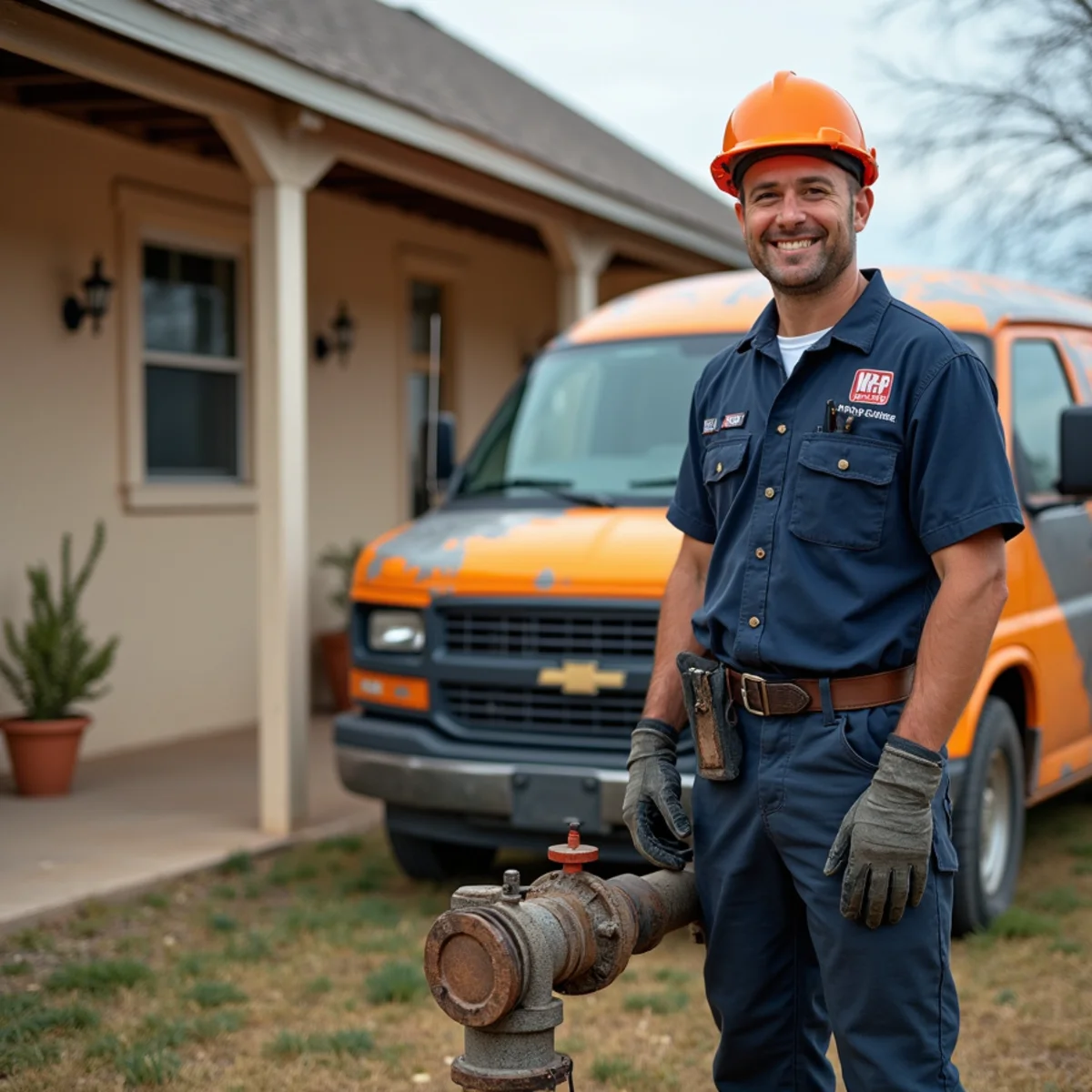 McKinney Pro Plumbers technician servicing a well-and-septic ranch home in rural Blue Ridge, TX